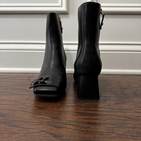 Chunky heel square toe monogram ankle bootie - Picture 5 of 8